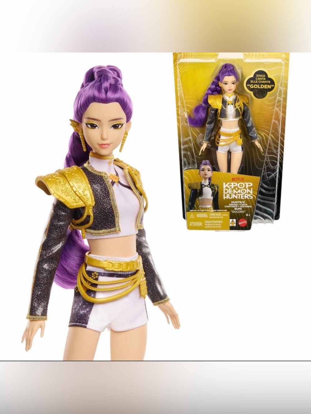 KPop Demon Hunters HUNTR/X Rumi Golden Singing Doll in Removable Outfit